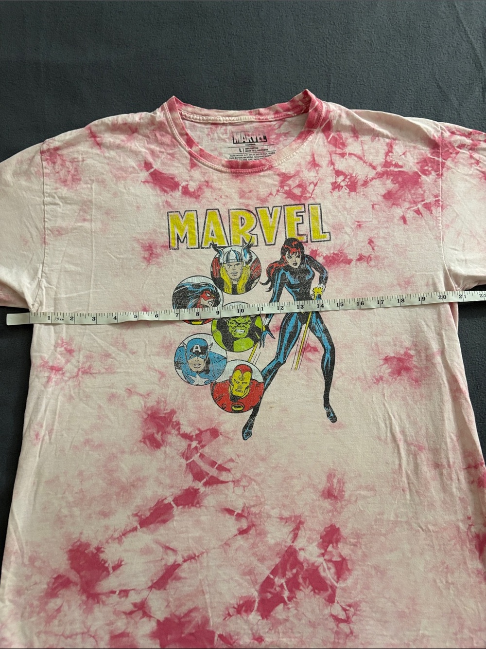 Marvel Avengers Tie Dye Graphic T Shirt Black Widow Hulk Iron Man Large - Picture 4 of 7
